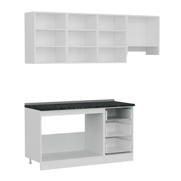 Minar 210 Cm Mutfak Dolabı Beyaz Antrasit 210-A7 - Resim 7