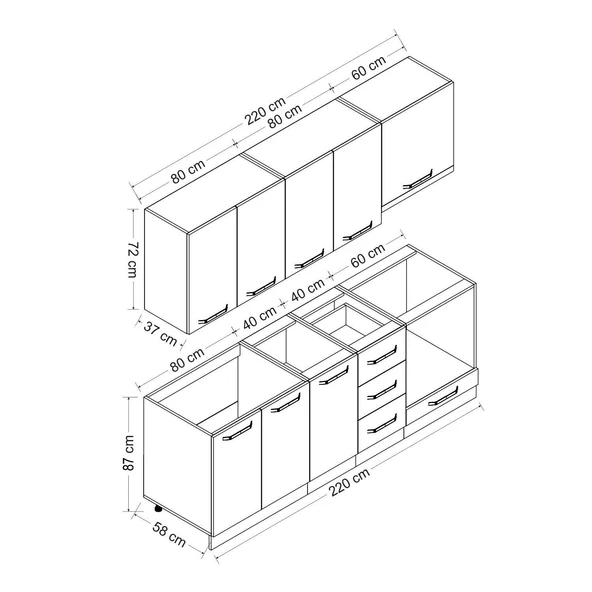 Minar 220 Cm Mutfak Dolabı Beyaz Antrasit 220-A6 - Resim 8