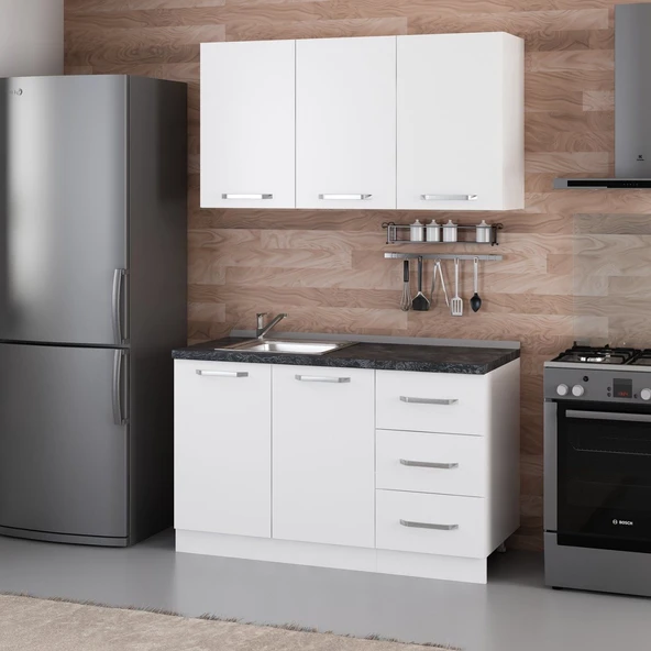 Minar 135 Cm Mutfak Dolabı Beyaz 135-B2 - Resim 3