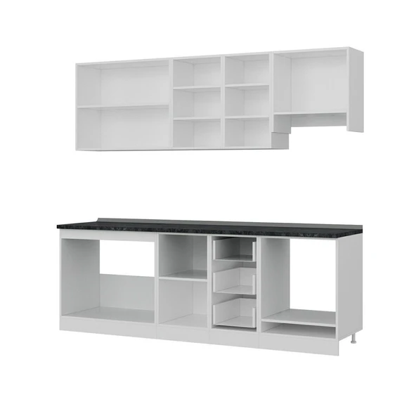 Minar 235 Cm Mutfak Dolabı Beyaz Antrasit 235-A8 - Resim 4