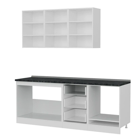 Minar 210 Cm Mutfak Dolabı Beyaz Antrasit 210-A6 - Resim 4