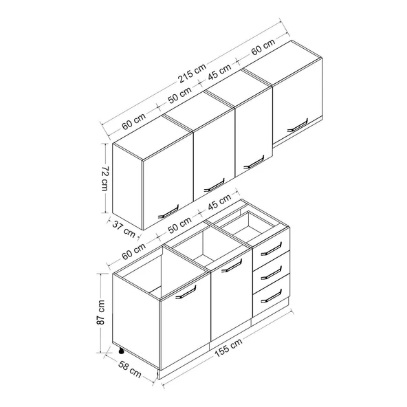 Minar 215 Cm Mutfak Dolabı Beyaz 215-B4 - Resim 8