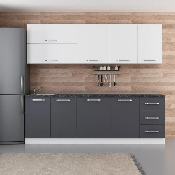 Minar 245 Cm Mutfak Dolabı Beyaz Antrasit 245-A2