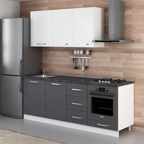 Minar 215 Cm Mutfak Dolabı Beyaz Antrasit 215-A3 - Resim 3