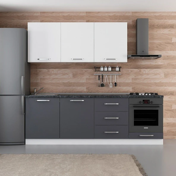 Minar 240 Cm Mutfak Dolabı Beyaz Antrasit 240-A7 ürün görseli