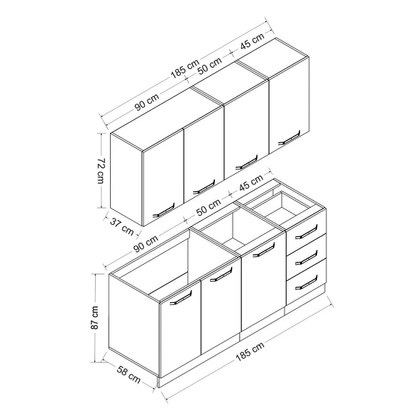 Minar 185 Cm Mutfak Dolabı Beyaz Dore 185-D1 - Resim 8