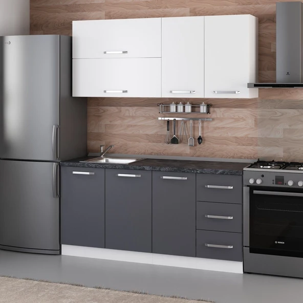 Minar 170 Cm Mutfak Dolabı Beyaz Antrasit 170-A1 - 3