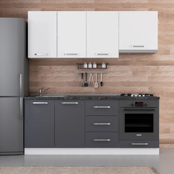 Minar 200 Cm Mutfak Dolabı Beyaz Antrasit 200-A5 ürün görseli