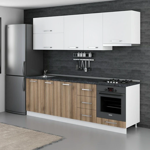 Minar 245 Cm Mutfak Dolabı Beyaz Dore 245-D6 - Resim 3