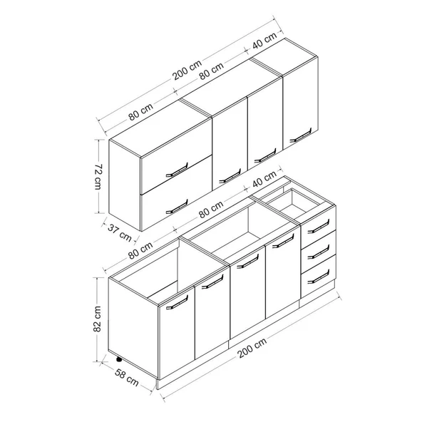 Minar 200 Cm Mutfak Dolabı Beyaz 200-B1 - Resim 8