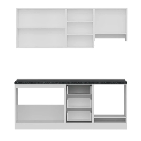 Minar 200 Cm Mutfak Dolabı Beyaz Antrasit 200-A5 - Resim 2