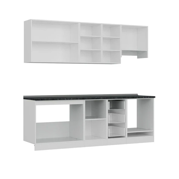 Minar 235 Cm Mutfak Dolabı Beyaz Antrasit 235-A8 - Resim 7