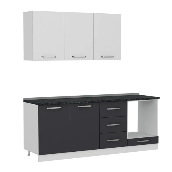 Minar 210 Cm Mutfak Dolabı Beyaz Antrasit 210-A6 - Resim 6