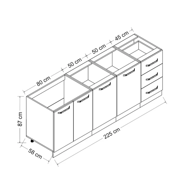 Minar 225 Cm Mutfak Dolabı Beyaz 225-B1 - Resim 8