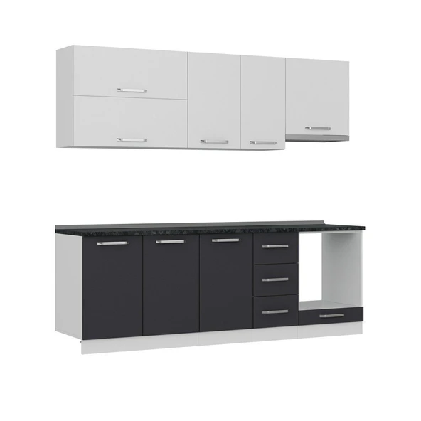 Minar 235 Cm Mutfak Dolabı Beyaz Antrasit 235-A8 - Resim 6