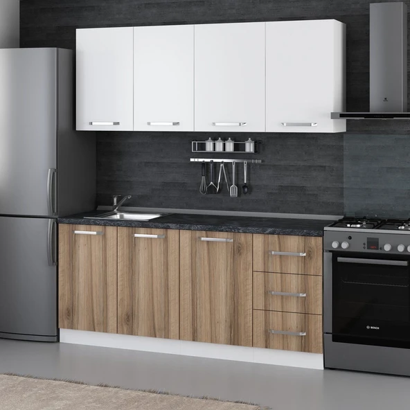 Minar 185 Cm Mutfak Dolabı Beyaz Dore 185-D1 - Resim 3