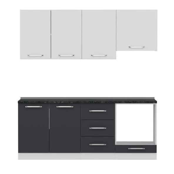 Minar 200 Cm Mutfak Dolabı Beyaz Antrasit 200-A5 - Resim 6