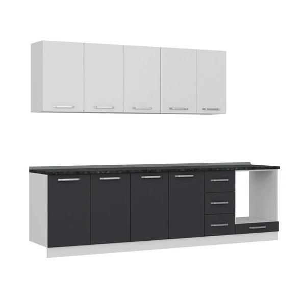 Minar 280 Cm Mutfak Dolabı Beyaz Antrasit 280-A9 - Resim 3