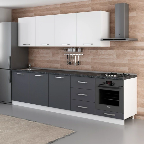 Minar 300 Cm Mutfak Dolabı Beyaz Antrasit 300-A10 - Resim 5