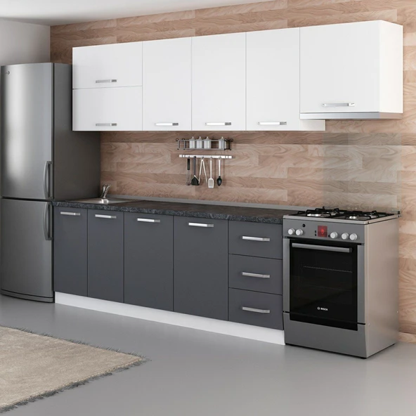 Minar 285 Cm Mutfak Dolabı Beyaz Antrasit 285-A4 - Resim 5