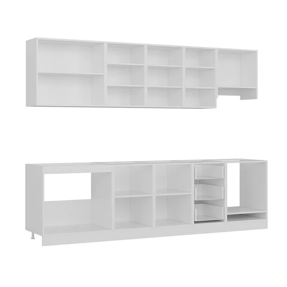 Minar 285 Cm Mutfak Dolabı Beyaz Antrasit 285-A5 - Resim 6