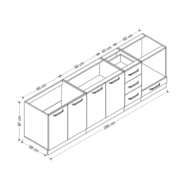 Minar 280 Cm Mutfak Dolabı Beyaz Dore 280-D9 - 8