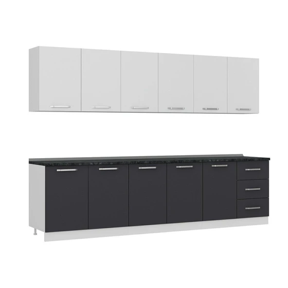 Minar 300 Cm Mutfak Dolabı Beyaz Antrasit 300-A2 - Resim 3