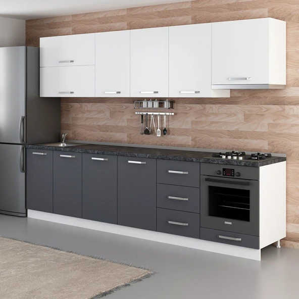 Minar 300 Cm Mutfak Dolabı Beyaz Antrasit 300-A9 - 5