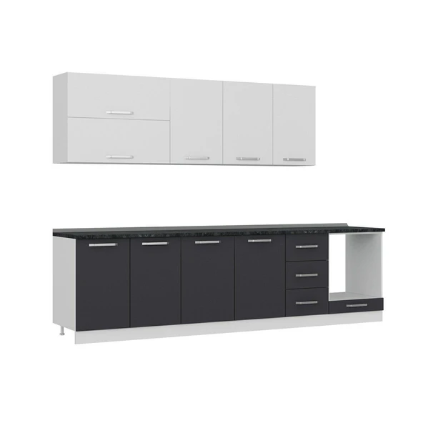 Minar 295 Cm Mutfak Dolabı Beyaz Antrasit 295-A6 - Resim 3