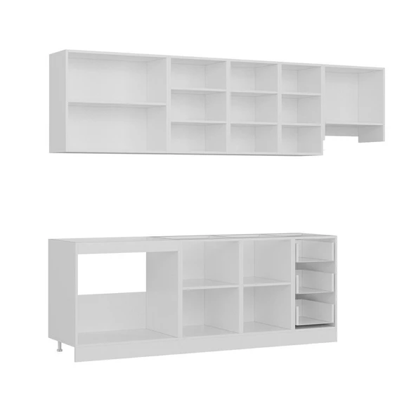 Minar 275 Cm Mutfak Dolabı Beyaz Dore 275-D4 - Resim 6