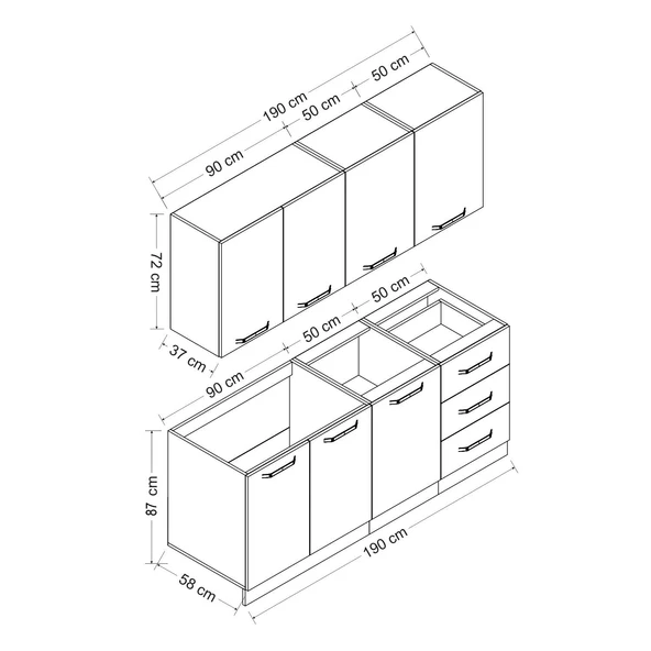 Minar 190 Cm Mutfak Dolabı Beyaz 190-B1 - Resim 8