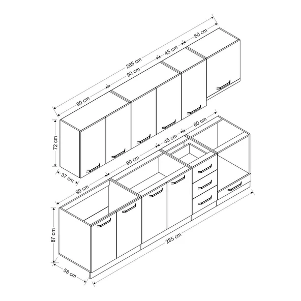 Minar 285 Cm Mutfak Dolabı Beyaz 285-B8 - Resim 8