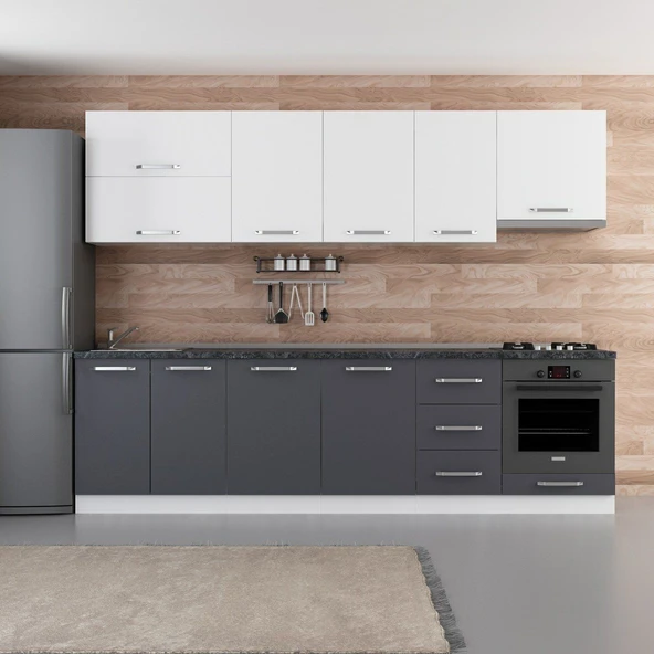 Minar 285 Cm Mutfak Dolabı Beyaz Antrasit 285-A5 ürün görseli