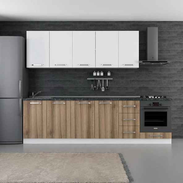 Minar 280 Cm Mutfak Dolabı Beyaz Dore 280-D9