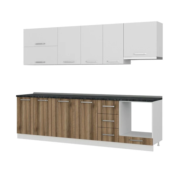 Minar 275 Cm Mutfak Dolabı Beyaz Dore 275-D5 - Resim 4