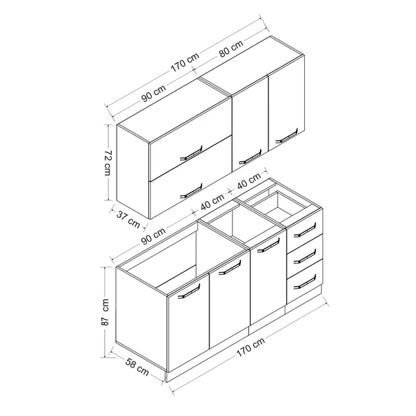 Minar 170 Cm Mutfak Dolabı Beyaz 170-B1 - Resim 8