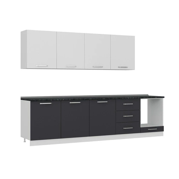 Minar 300 Cm Mutfak Dolabı Beyaz Antrasit 300-A10 - Resim 3