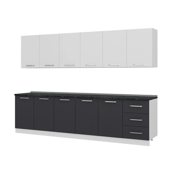 Minar 300 Cm Mutfak Dolabı Beyaz Antrasit 300-A2 - Resim 4