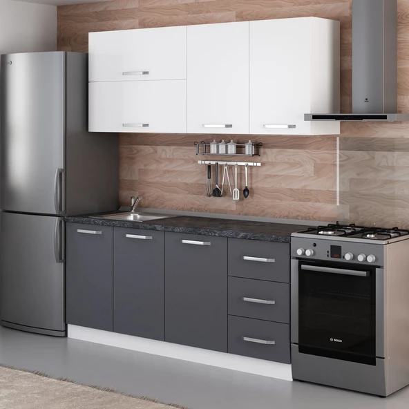 Minar 185 Cm Mutfak Dolabı Beyaz Antrasit 185-A2 - Resim 5