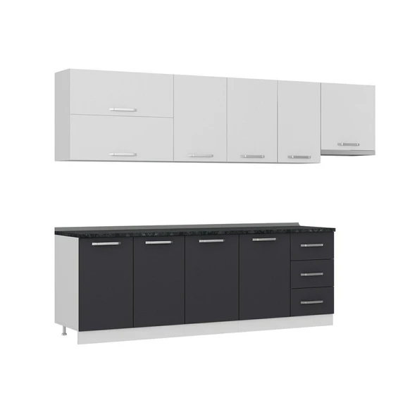 Minar 295 Cm Mutfak Dolabı Beyaz Antrasit 295-A7 - Resim 3