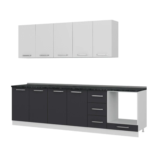 Minar 280 Cm Mutfak Dolabı Beyaz Antrasit 280-A9 - Resim 4