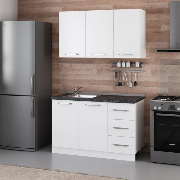 Minar 130 Cm Mutfak Dolabı Beyaz 130-B2 - Resim 3