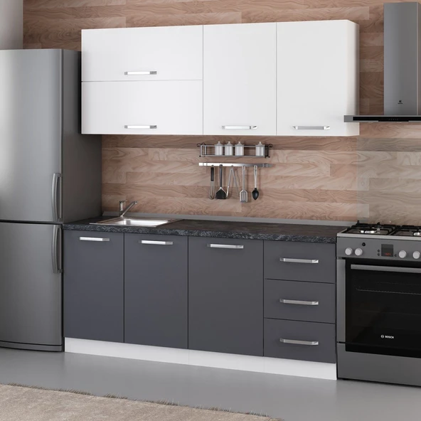 Minar 185 Cm Mutfak Dolabı Beyaz Antrasit 185-A2 - Resim 3