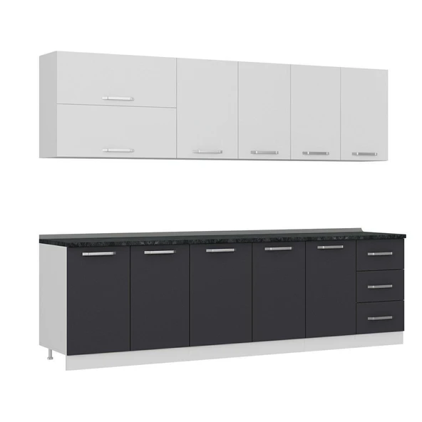 Minar 275 Cm Mutfak Dolabı Beyaz Antrasit 275-A2 - Resim 3