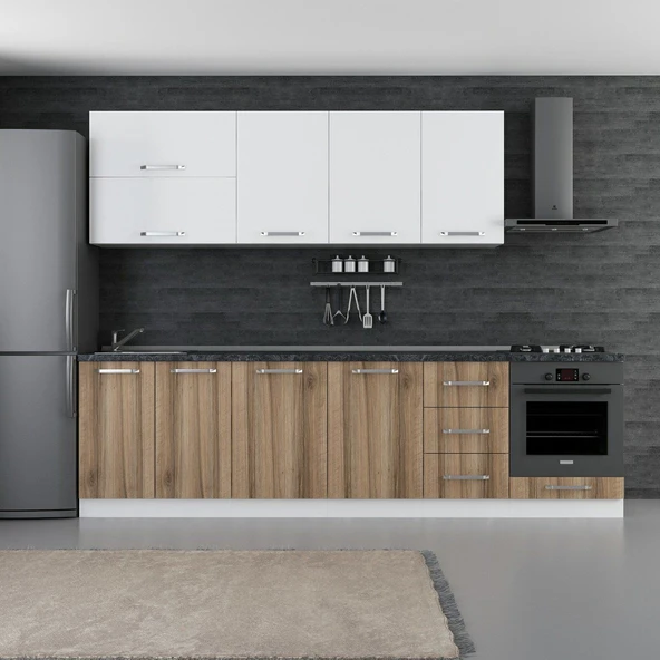 Minar 285 Cm Mutfak Dolabı Beyaz Dore 285-D3 ürün görseli