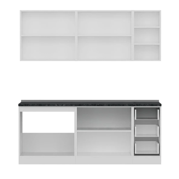 Minar 200 Cm Mutfak Dolabı Beyaz Antrasit 200-A1 - Resim 2