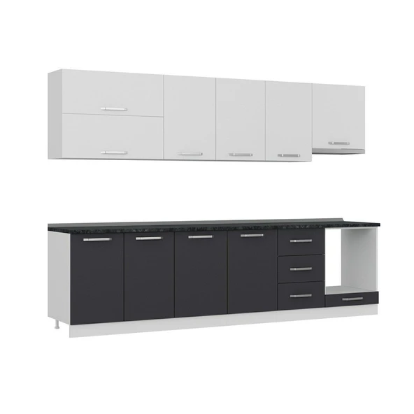 Minar 300 Cm Mutfak Dolabı Beyaz Antrasit 300-A9 - 3