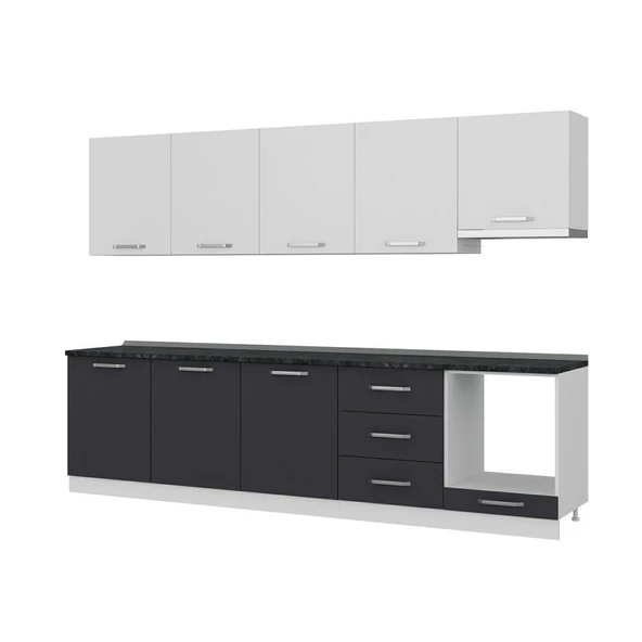 Minar 300 Cm Mutfak Dolabı Beyaz Antrasit 300-A12 - Resim 4