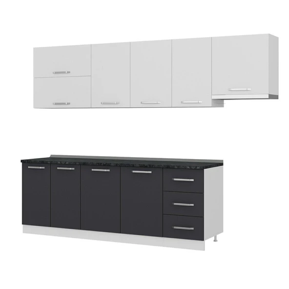 Minar 285 Cm Mutfak Dolabı Beyaz Antrasit 285-A4 - Resim 4