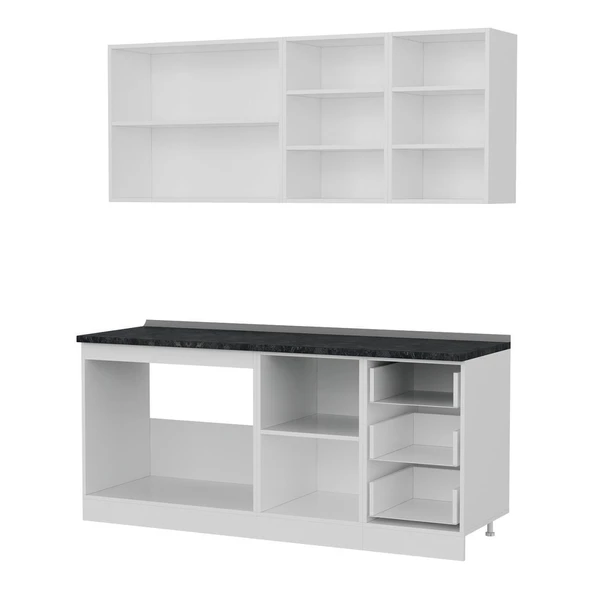 Minar 185 Cm Mutfak Dolabı Beyaz Antrasit 185-A2 - Resim 4